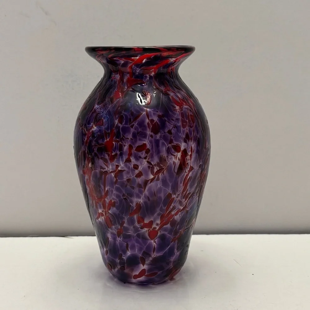 Purple and Red Art Glass Vase
